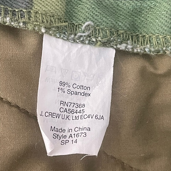 J.Crew Camo Military Print Green Toothpick Pants Jeans Size 6 - Picture 4 of 11